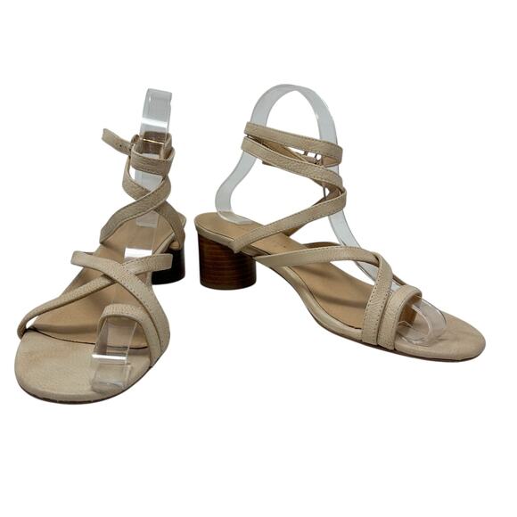 Anthropologie Quinn Strappy Heels Lace-Up Sandals Shoes Beige Tan Size 7.5 - Picture 4 of 15